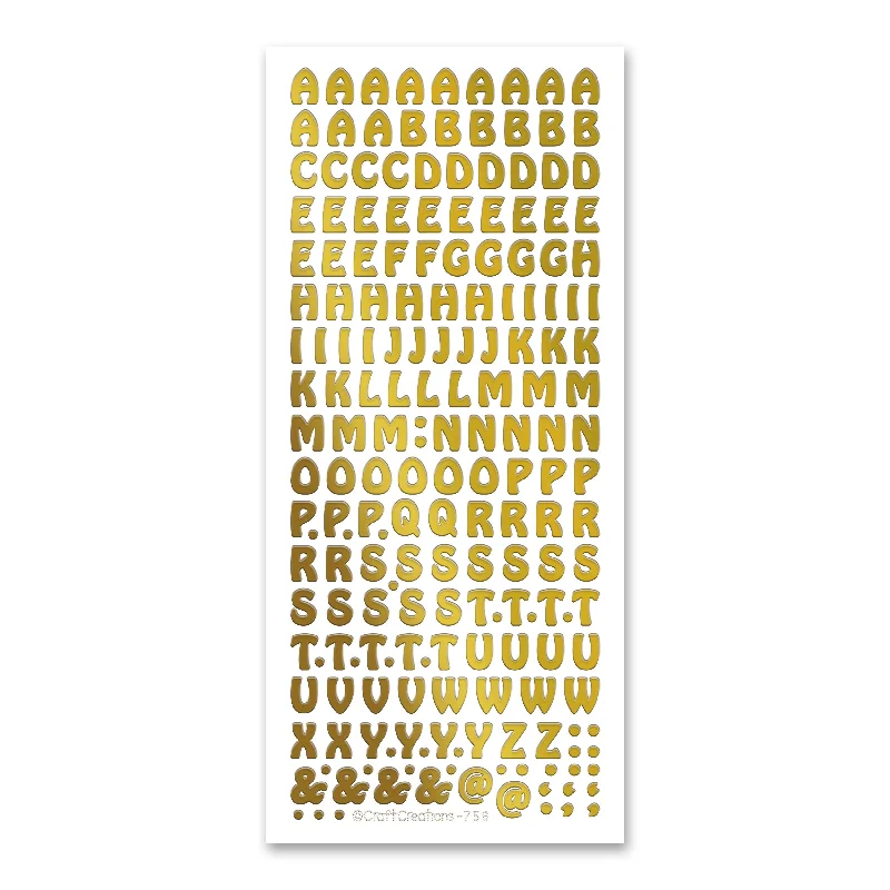 10mm Alphabet Uppercase Gold Self Adhesive Stickers