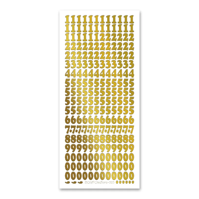 11mm Numbers Gold Self Adhesive Peel Off Stickers