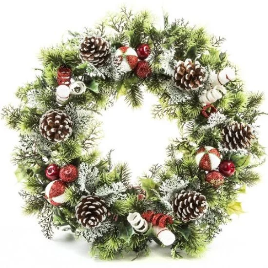 18 Inch Large Plastic Holly Candy Wreath