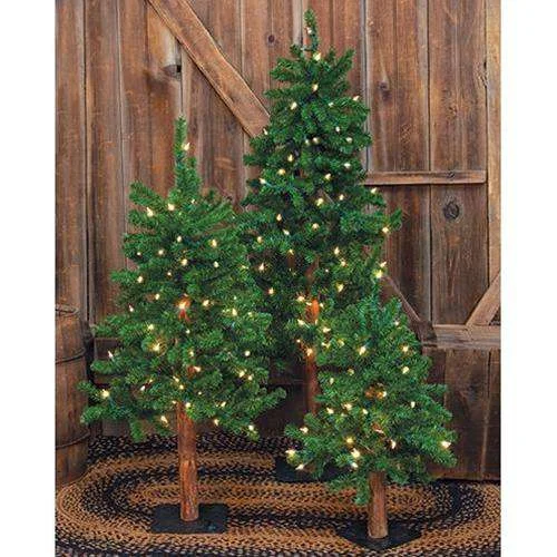 3/Set, Pre-Lit Alpine Trees, 2ft, 3ft, 4ft