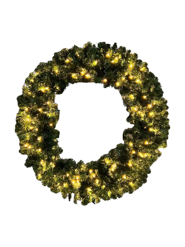 Certified Standard 36" Pre-Lit Oregon Fir Wreath, 100 Lights & 190 Tips