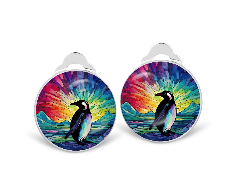 Aurora Penguin Clip on Earrings