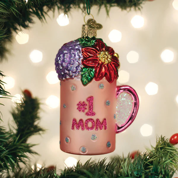 Best Mom Mug Glass Ornament