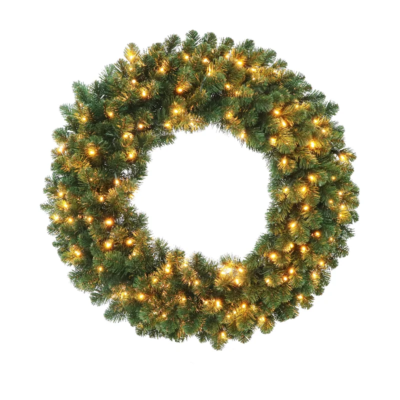 Certified Ultra Bright 48" Pre-Lit Premium Oregon Fir Wreath, 200 Lights & 400 Tips