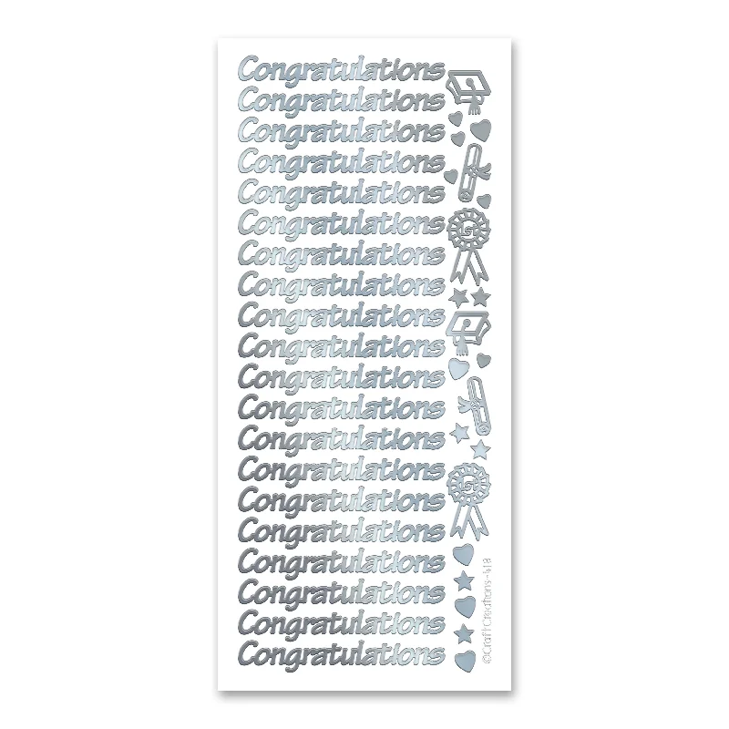 Congratulations Silver Self Adhesive Peel Off Stickers