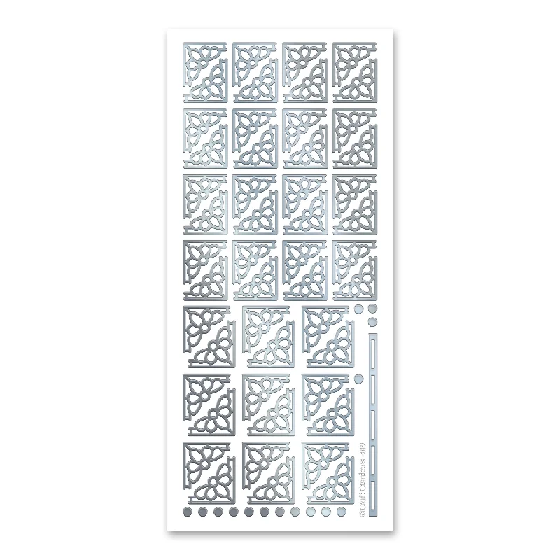 Deco Daisy Corners  Silver Self Adhesive Stickers