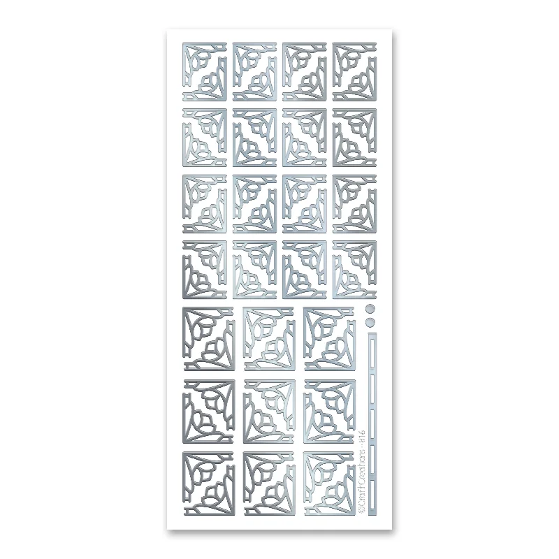 Deco Flower Corners  Silver Self Adhesive Stickers