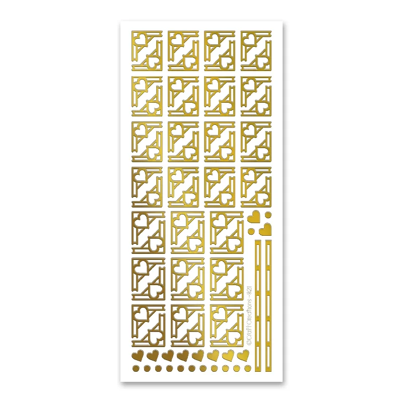 Deco Heart Corners  Gold Self Adhesive Stickers