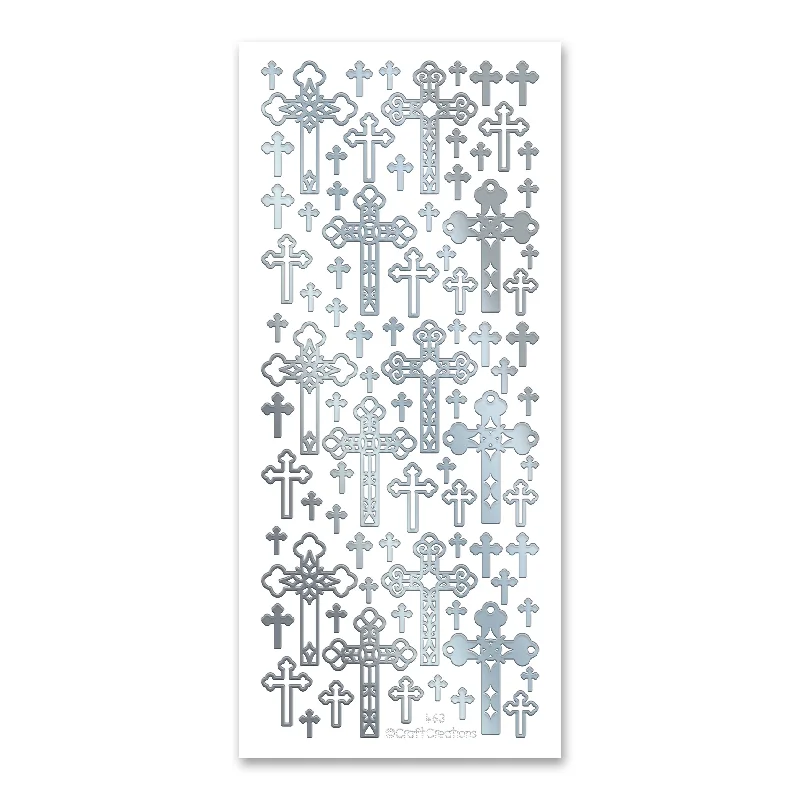 Decorative Crosses  Silver Self Adhesive Stickers