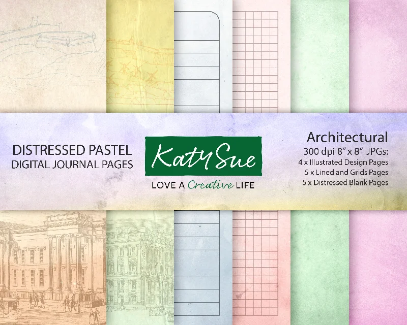 Distressed Pastel Architectural | Digital Journal Pages