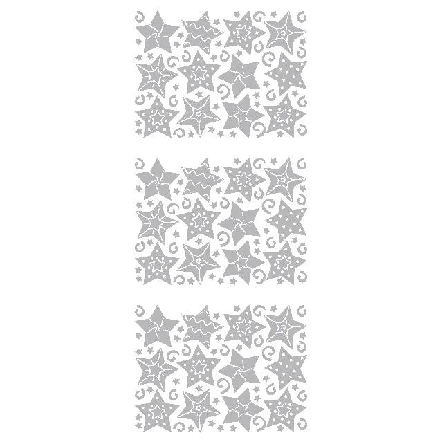 Fancy Stars  Silver Self Adhesive Stickers