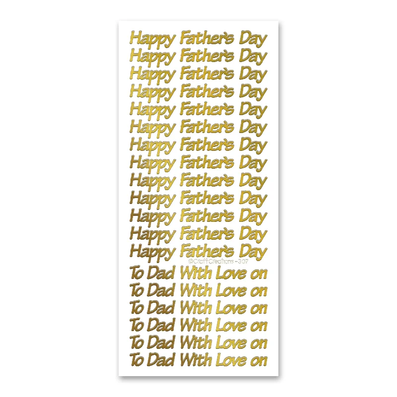 Father's Day  Gold Self Adhesive Peel Off Stickers