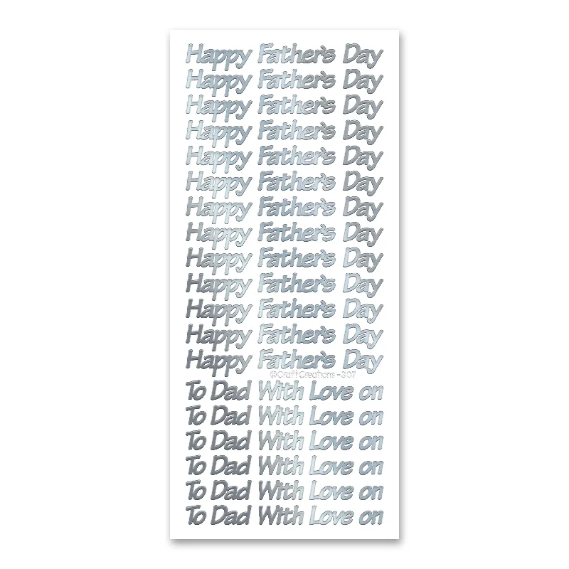 Father's Day  Silver Self Adhesive Peel Off Stickers