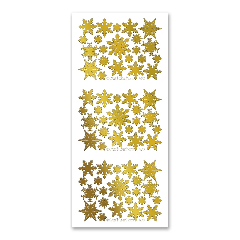 Filled Snowflakes  Gold Self Adhesive Stickers