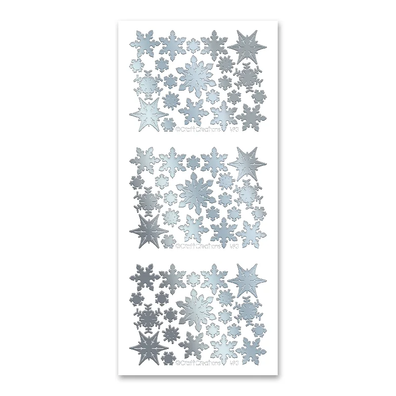 Filled Snowflakes  Silver Self Adhesive Stickers