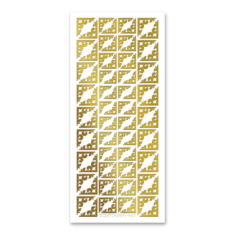 Fleur De Lys Corner  Gold Self Adhesive Stickers