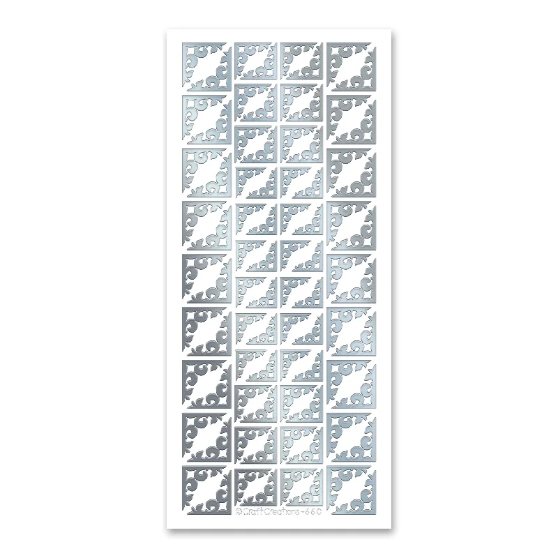 Fleur De Lys Corner  Silver Self Adhesive Stickers