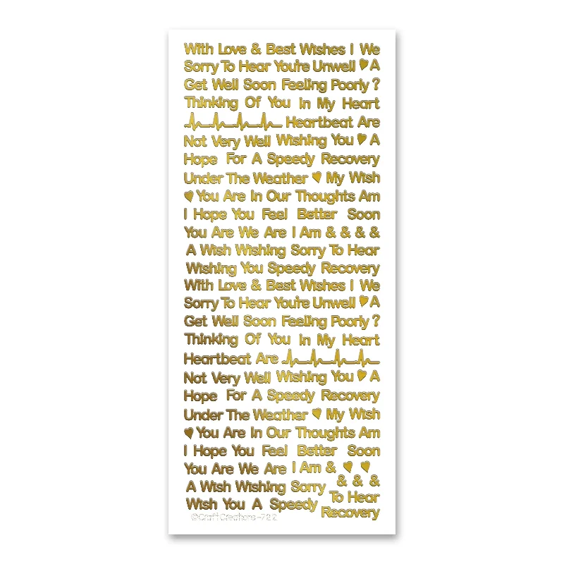 Get Well Mix  Gold Self Adhesive Stickers