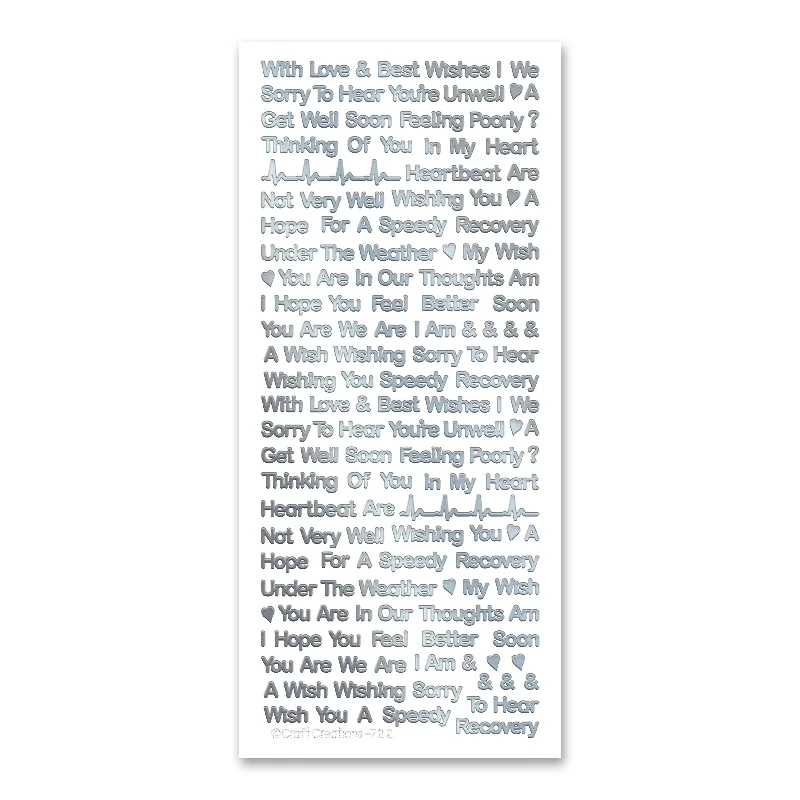 Get Well Mix  Silver Self Adhesive Stickers