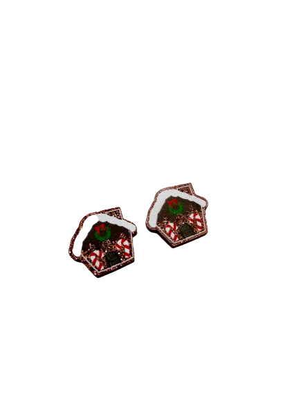 Gingerbread House Clip on Earrings