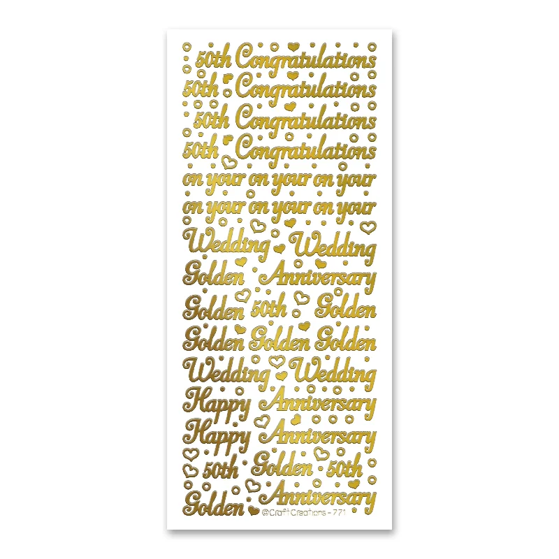 Golden Wedding Self Adhesive Stickers