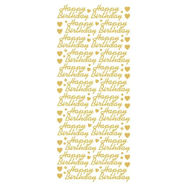 Happy Birthday (L) Gold Self Adhesive Peel Off Stickers