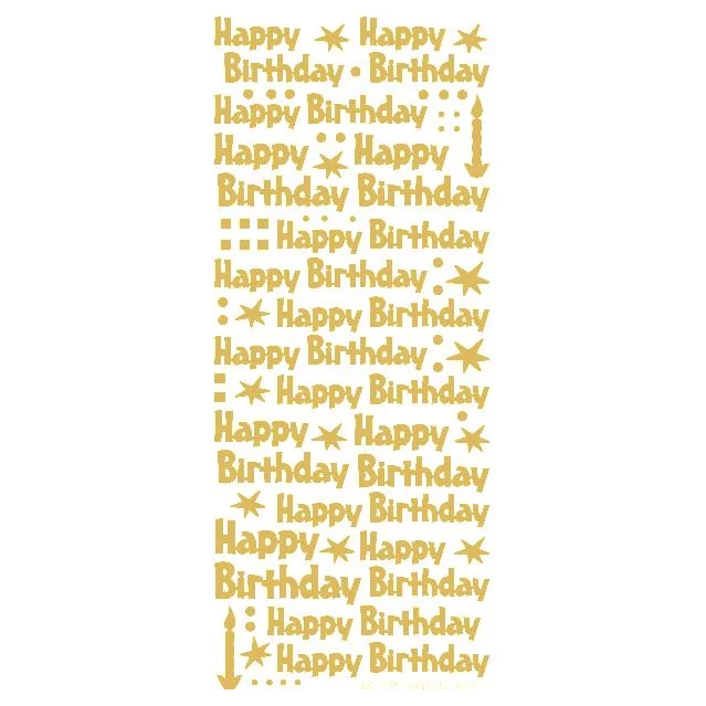 Happy Birthday Mix  Gold Self Adhesive Stickers