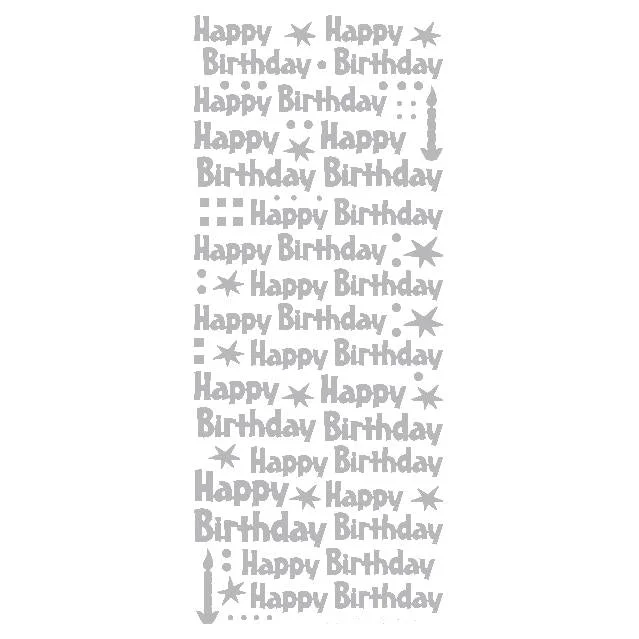 Happy Birthday Mix  Silver Self Adhesive Stickers