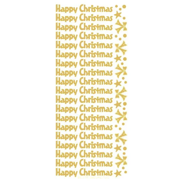 Happy Christmas  Gold Self Adhesive Stickers