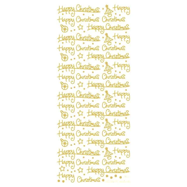 Happy Christmas  Gold Self Adhesive Stickers