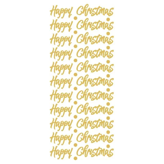 Happy Christmas  Gold Self Adhesive Stickers