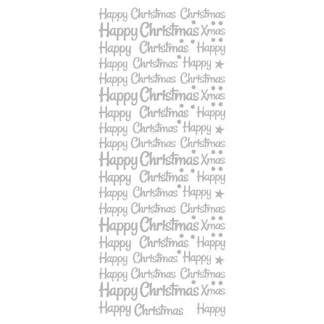 Happy Christmas  Silver Self Adhesive Stickers