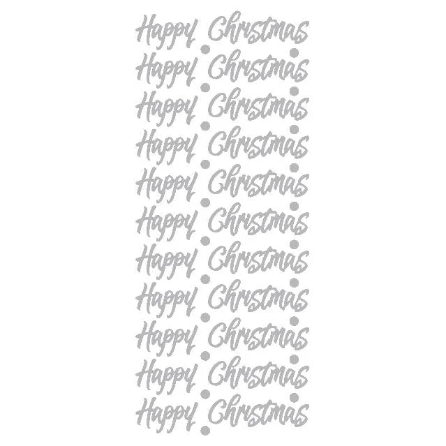 Happy Christmas  Silver Self Adhesive Stickers