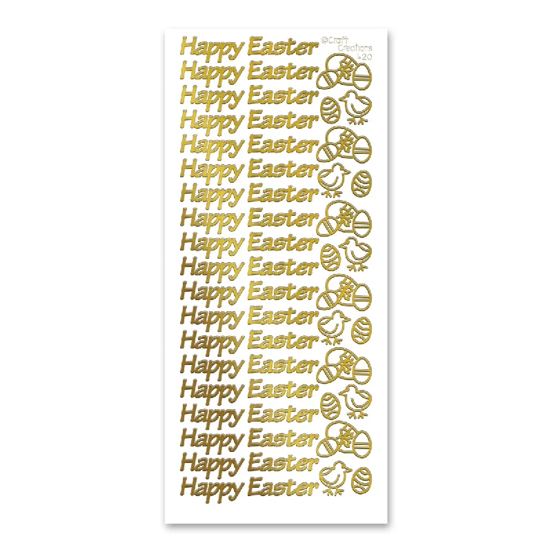 Happy Easter Gold Self Adhesive Peel Off Stickers