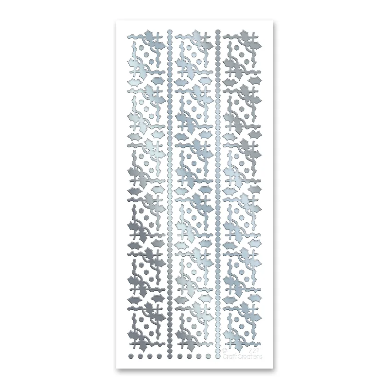 Holly Corners Silver Self Adhesive Stickers