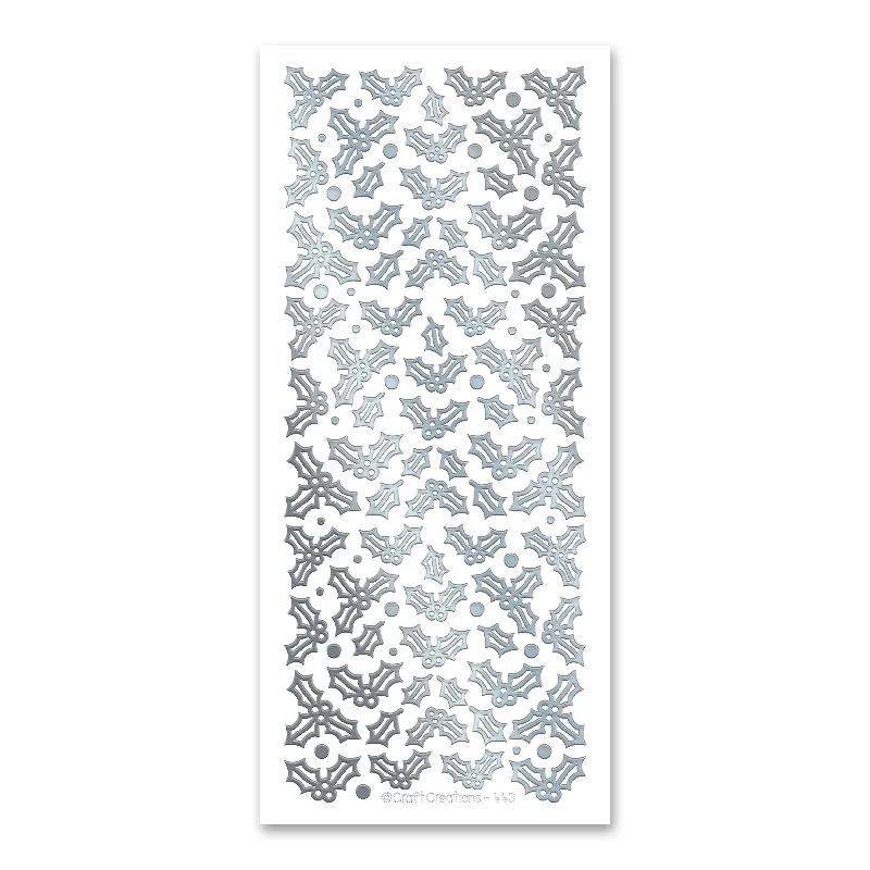 Holly Sprigs  Silver Self Adhesive Stickers