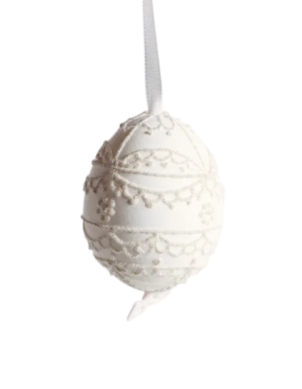 Lace & Pearl Egg Ornament