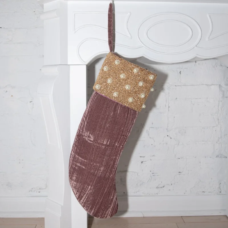 Pearl Beaded Cuff Stocking - Pink (ITES x Sami Riccioli)