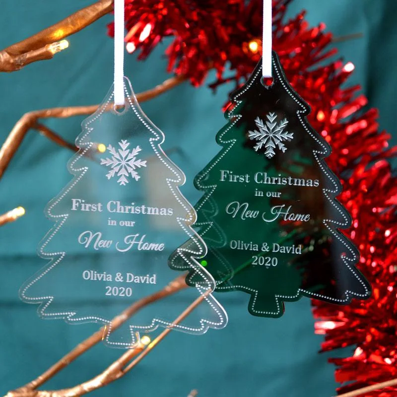 Personalised Engraved Acrylic Christmas Tree Decoration New Home