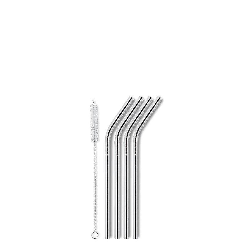 Aya&Ida Set of 4 Reusable Long Steel Smoothie Straws with Brush