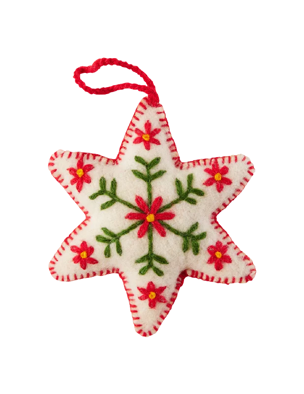 White Star Embroidered Wool Ornament