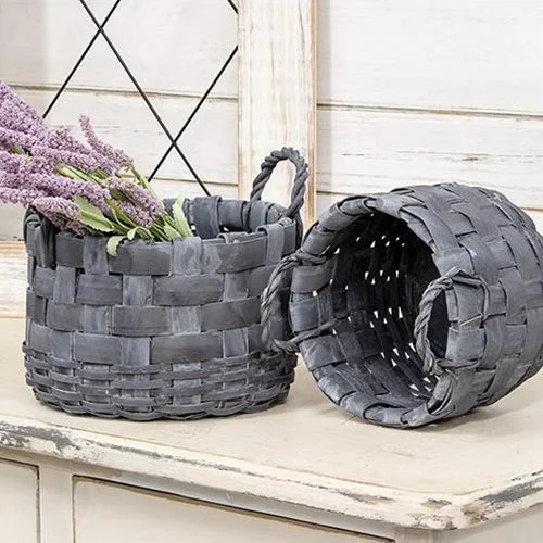 2/Set, Natural Gathering Baskets w/Rope Handles