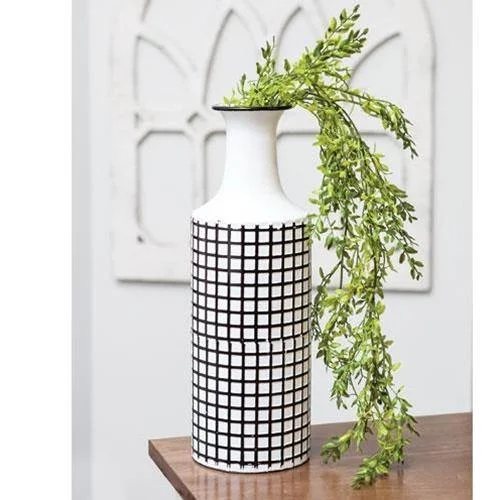 Farmhouse Check Enamel Vase, Large